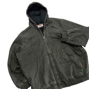Levis Mens Sherpa Lined Hooded Canvas Work Jacket 2XLT Tall Moss Greengr